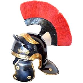 THOR INSTRUMENTS Medieval Roman Centurion Helmet Red Crest Plume Black Finish Helmet Rustic Vintage Home Decor Gifts