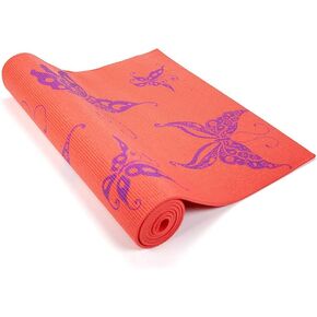 Wai Lana Yoga and Pilates Mat Butterfly (Coral) - 1/4 Inch Extra Thick Non-Slip Stylish, Latex-Free, Lightweight, Optimum Comfort in Kuwait