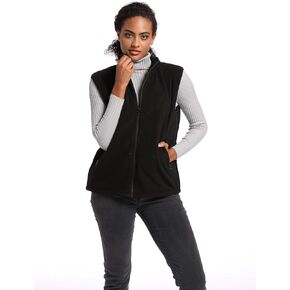 LORUSAFF Womens Polar Fleece Vests, Quilted Vests for Women, Wind-resistant Vests for Fishing, Hunting (US, Alpha, X-Large, XX-Large, Regular, Regular, dark black)