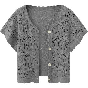 Open Front Summer Cotton Thin Cardigans for Women Lightweight Cropped Cardigan Sweaters for Women