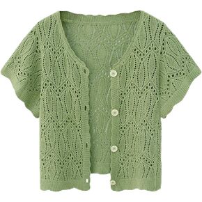 Open Front Summer Cotton Thin Cardigans for Women Lightweight Cropped Cardigan Sweaters for Women