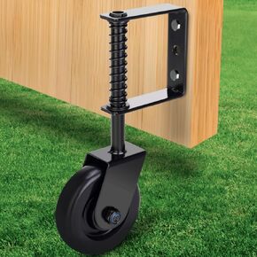 4.3 Inch Heavy Duty Gate Wheel, Fence Spring Loaded Gate Wheel, Farm Gate Support Wheel, Outdoor Gate Helper for Wooden PVC Fences, Gate Caster Kit with 360° Swivel, 220 Lbs Capacity, 1 Pack