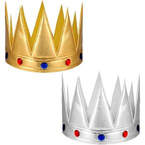 Bencailor Birthday King Crown Kids 2 Pcs Gold and Silver King Crowns Adjustable Birthday Hat Set for Boys Girls Birthday Party Decoration Accessory