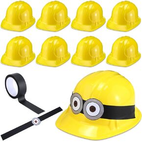 Halloscume 20 Set Yellow Cartoon Party Supplies Yellow Hard Hats Construction Hats Bulk DIY Little Yellow Man Party Supplies for Kids' Celebrations, Birthdays, and Events