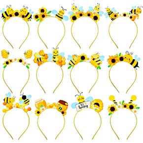 Capoda 24 Pcs Bee Headband Flower Honey Bee Tentacle Headband Bee Party Head Bopper Headwear Felt Bee Hairbands Photo Props Accessories for Bee Themed Party Supplies