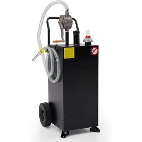 30 Gallon Portable Gas Caddy Fuel Storage Tank Large Gasoline Diesel Can Hand Siphon Pump for Boat, ATV, Car, Motorcycle (Black)