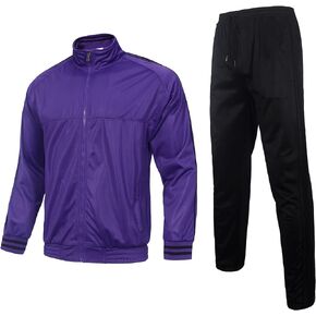 Nothinchan Men's Tracksuits 2 Piece Casual Athletic Set Full Zip Sweatsuits Workout Activewear Long Sleeve Running Jogging Suits Set(Purple,L)