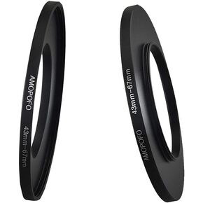 Metal Step Up Ring Adapter 43mm to 67mm Step-Up Lens Adapter Ring for Filters, Made of CNC Machined Space Aluminum with Matte Black Electroplated Finish…