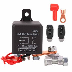 Remote Battery Disconnect Switch 360A Starting Current Upgraded Kill Switch for Car Truck DC12V 200A Remote Control Anti-Theft Prevent Battery Drain Isolator (Black Negative Wire at The Bottom)