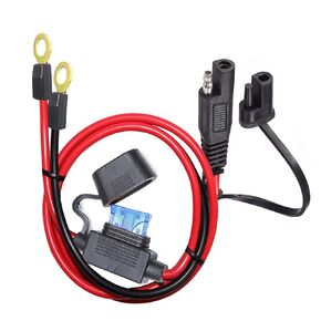 SAE Connector,SAE to O Ring Terminal Harness with 15A Protection Fuse for Safety, 2-Pin Quick Disconnect Plug,SAE Battery Extension Cable with 2FT 10AWG for Motorcycle Cars. (60CM)