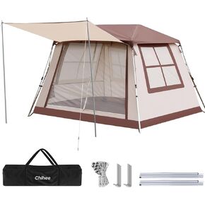 Chihee Camping Tents Freestanding Tent, Family Cabin Tent with Awning Porch 2 Doors 3 Mesh Windows Easy Instant Set up,Ultra Strong Frame Height up to 67" Spacious Great Views,Stargazing at Night
