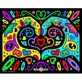 Heart Hands - Fuzzy Coloring Poster - All Ages Coloring for Kids, Toddlers, Teens, and Adults (Great for Arts and Crafts Coloring Time, After School, or as a Family Activity)