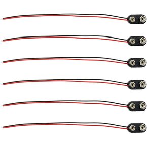 Heyous 6PCS 15CM Type I 9V Battery Connector Black Red 2 Wires Connection Snap on Cable Lead Suitable for 9 Volt Battery and 9 Volt Battery Holder