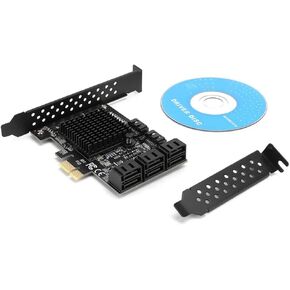 8-Port SATA 3.0 Interface Expansion Card PCI-E to SATA 3.0 Controller Card Expansion Board Fit for Windows 7/8/XP/10 Fit for Ubuntu, Compatible with SATA6G, 3G and 1.5G Hard Drives.