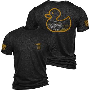 تي شيرت Nine Line Duck، Duck، Off Road Triblend - قميص وطني للجنسين - شعار Dropline والعلم الأمريكي على الكم