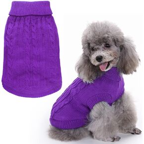 Idepet Turtleneck Dog Sweater, Classic Knitwear Dog Pullover Sweaters Warm Winter Pet Apparel Knitted Puppy Clothes for Small Dogs and Cats (Pink, Small)