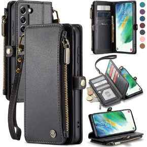 Defencase for Samsung Galaxy S21 FE Wallet Case with Card Holder, Wine Red in Kuwait