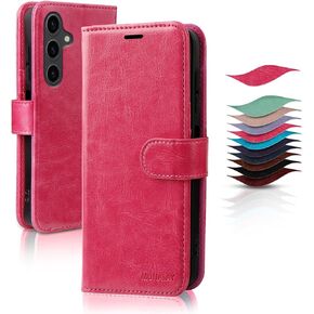 MONASAY Wallet Case Compatible for Samsung Galaxy A25 5G, [Included Glass Screen Protector][RFID Blocking] Flip Folio Leather Cell Phone Cover with Credit Card Holder, Black