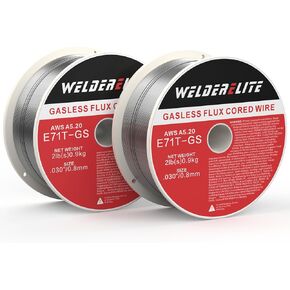 2-Pack 0.030" Gasless Flux Core Wire, 2lb Each, Perfect for MIG Welding Galvanized, Stainless & Mild Steel Projects, E71T-GS