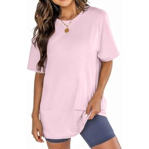 YOKVAN Womens Oversized Boyfriend Tee Shirts Short Sleeve Trendy Crew Neck Loose Workout Tee Casual Summer Tops Cotton in Saudi Arabia