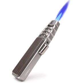 JOBON Big Jet Butane Torch Lighters, Refillable Windproof Jet Flame Solar Beam Adjustable Lighter with Safety Lock for Grill Kitchen BBQ Camping(Gas Not Included) (Black)