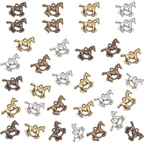 PH PandaHall 120pcs 4 Colors Horse Charms Pendants Running Horse Animal Charms Tibetan Equestrian Horsemanship Beads Charms for DIY Bracelet Necklace Jewelry Making