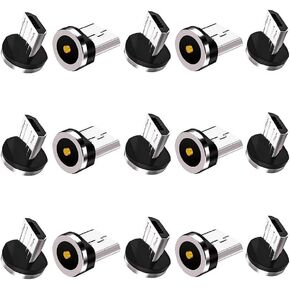 Magnetic Charging Tips Micro-USB 15pcs,1Pin 360° Rotate Connector Adapter for Micro USB Ports Series,Just Plugs to Charging/Water-dustproof/antioxidant Without Cord&Non-Data