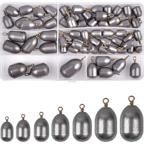 Fishing Weights Sinkers,27/62pcs Lead Free Fishing Weights Catfish Weights Steel Drop Shot Weights for Saltwater Freshwater Surf Bottom Fishing Bass Trout Catfish Walleye in Kuwait