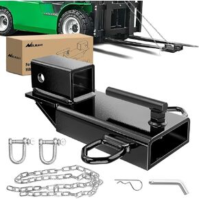 Nilight Forklift Trailer Hitch Attachment Fits 2 Inch Receiver Clamp on Pallet Fork Trailer Towing Adapter with Safety Chain & 5/8" Hitch Pin Clip Black