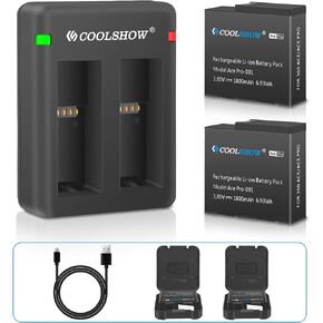 COOLSHOW Ace/Ace Pro Battery Replacement 1800mAh 2 Packs and Dual Ace/Ace Pro Battery Charger Kit Compatible with Insta360 Ace/Ace Pro Camera