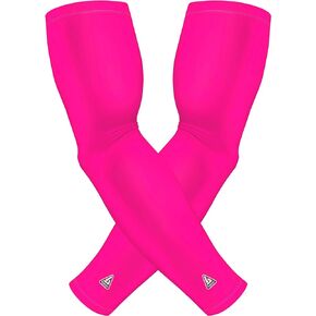 Pink Arm Sleeves For Women Men | UV Sun Protection For Arms | Athletic Compression Sports Arm Sleeve For Football Softball Running Basketball Baseball | Cover Arm Tattoos | 1 Pair