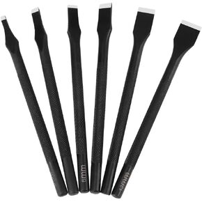 6 Pcs Leather Craft Tool Straight Punch Hole Set with 3/5/6/8/10/12mm Leather Slot Punch for Wallet Photo Card Leather Craft