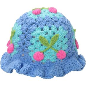 Crochet Bucket Hat for Women Knitted Handmade Bucket Beanies Cap Fishing Hat Foldable Summer Floral Beach Hat Casual