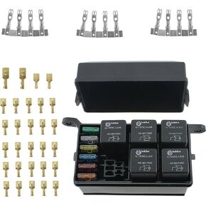 IZTOSS 12V Automotive Fuse and Relay Box with Pre-Wires 6 Slots Relay Block 6 Slots ATC/ATO Fuse Holder Universal Waterproof Fuse Block and Relay Kit for Truck Marine Boat
