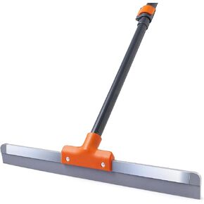 CLEANHOME Rubber Floor Squeegee for Concrete Floor, Tile Floor, Metal Aluminium Heavy Duty Garage Shower Floor Squeegee Broom for Removing Water, Commercial Squeegee Mop with Extendable Long Handle