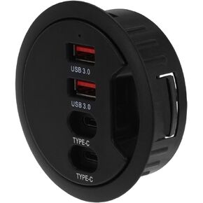 Sedna 60 cm Grommet Hole - in Desk - USB 3.2 Gen 1 ( 5 Gbps ) 4 Port Hub ( 2 Port Type A, 2 Port Type C ) with 5V4A AC/DC Adapter