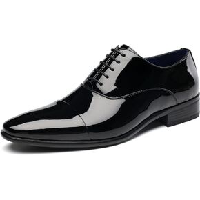 DECARSDZ Mens Faux Patent Leather Classic Lace-up Formal Oxford Tuxedo Dress Shoes Men Wedding Shoe