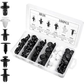100PCS 6 Sizes Car Retainer Clips Set, Auto Door Trim Panel Clips, Bumper Push Rivet Clips with Storage Box, Expansion Screws Replacement Kit Accessories, Universal for GM, Ford, Toyota, Chrysler
