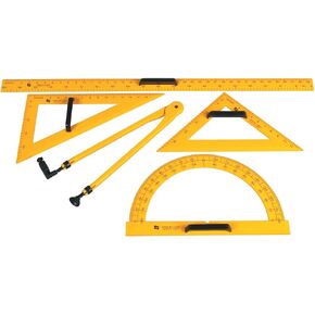 School Smart Chalkboard and Dry Erase Marker Drafting Tool Kit - Set of 5 - Yellow
