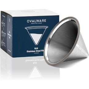 OVALWARE Paperless Stainless Steel Pour Over Coffee Filter – Reusable and Permanent Coffee Cone Dripper for Ovalware, Chemex, Hario and Other Carafes
