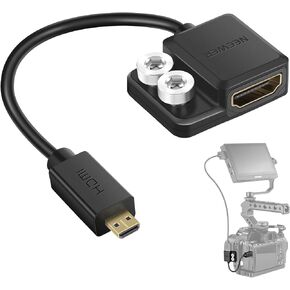 NEEWER 4K/60Hz Micro HDMI to HDMI Adapter Cable, D to A, Micro Male to HDMI Female Cable with Two 1/4" Screws, Compatible with Sony A7R IV A7C ZV-1 ZV-E10 Canon M50 M50 II Fujifilm X-T2 X-T3-3021