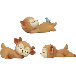 3 Pcs Baby Deer Figurines Cake Topper Cute Mini Fawns Woodland Animal Desktop Decoration Baby Shower Birthday Wedding Party Ornaments Decor
