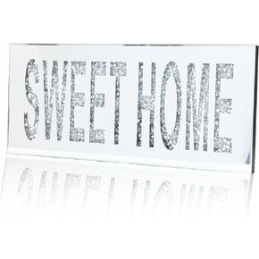 Anewsun Family Sign Wall Decor, Glass Family Signs with HD Mirror Image and Crystal Diamond, Framed Wall Pediments For Home Decor Aesthetic And Minimalist Wall Art (Glass)