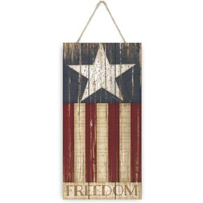 Freedom American Flag Wooden Plank Sign 5x10