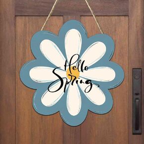 Sunflower Wooden Sign Hello Summer Front Door Hanging Welcome Signs Season Decoration Wreath for Indoor Outdoor Wall Porch Yard Home Decor 12 x 12 Inch