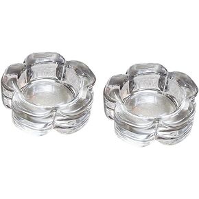 2 Pcsc Glass Tealight Candle Holder Glass Votive Candle Holder Chunky Glass Candle Holder for Wedding Party and Home Decor