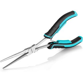 DURATECH 2PCS 7" Long Reach Needle Nose Pliers Set, Long Nose Pliers & Bent Nose Pliers, Small Needle Nose Pliers for Jewelry Making, Wire Wrapping, Wire Bending and Object Gripping on Narrow Space