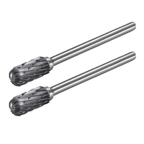 uxcell Tungsten Carbide Rotary Files 1/8" Shank, Double Cut Cylindrical Radius End Rotary Burrs Tool 6mm Dia, for Die Grinder Drill Bit Wood Soft Metal Carving Polishing, 2pcs