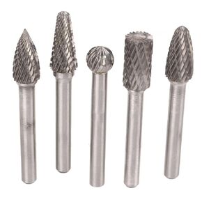 Hilitand 5PCS Double Cut Carbide Burrs Set 1/4 Inch Shank Burr Files for Carving Polishing Engraving 6mm Head Die Grinder Bits