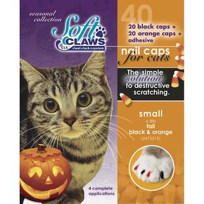 Soft Claws Safe Scratch-Free Solution for Cats - CLS (Cleat Lock System), Size: Large, Color: Halloween (Orange & Black) in Saudi Arabia